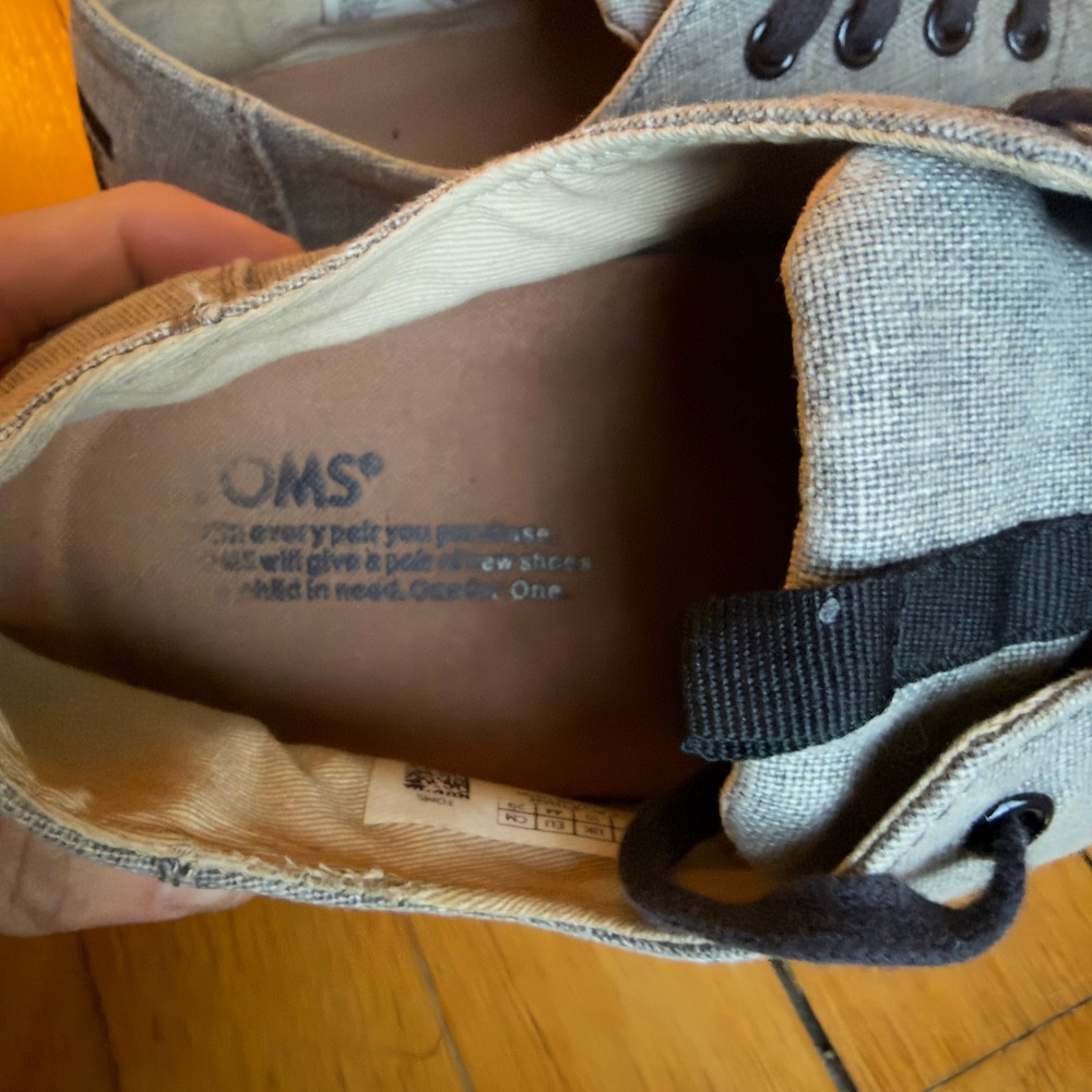 Toms Del Rey Mens Grey Chambray Linen Lace Up Sneakers Size 11 10011628 - Picture 9 of 12